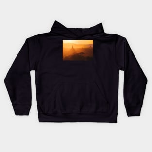 Orange Sunset Light Over Pagodas of Bagan, Burma Kids Hoodie